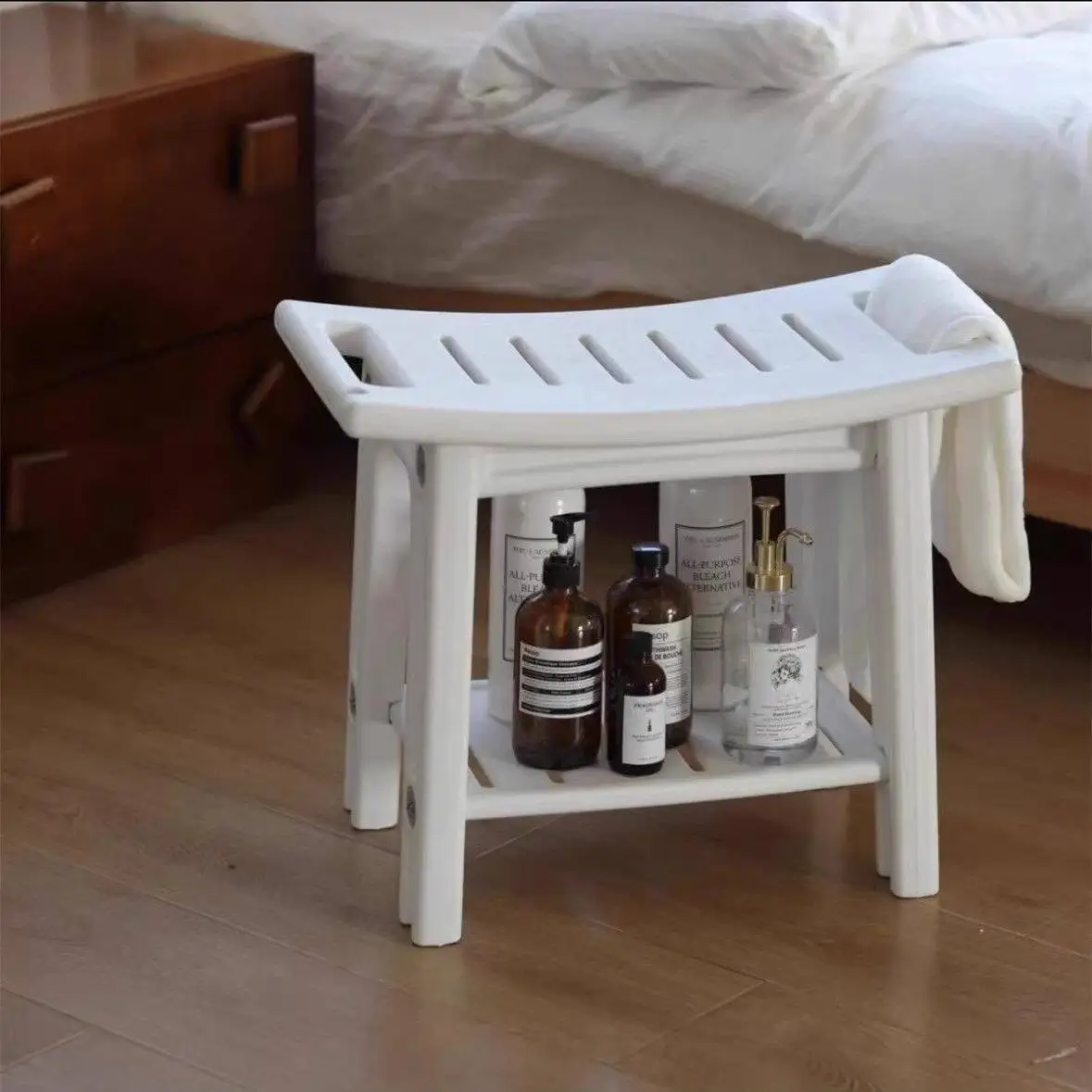 Shower Stool Shower Bench Stool With Storage Shelf Waterproof Bathroom Spa Bathing Shower Seat Chair
