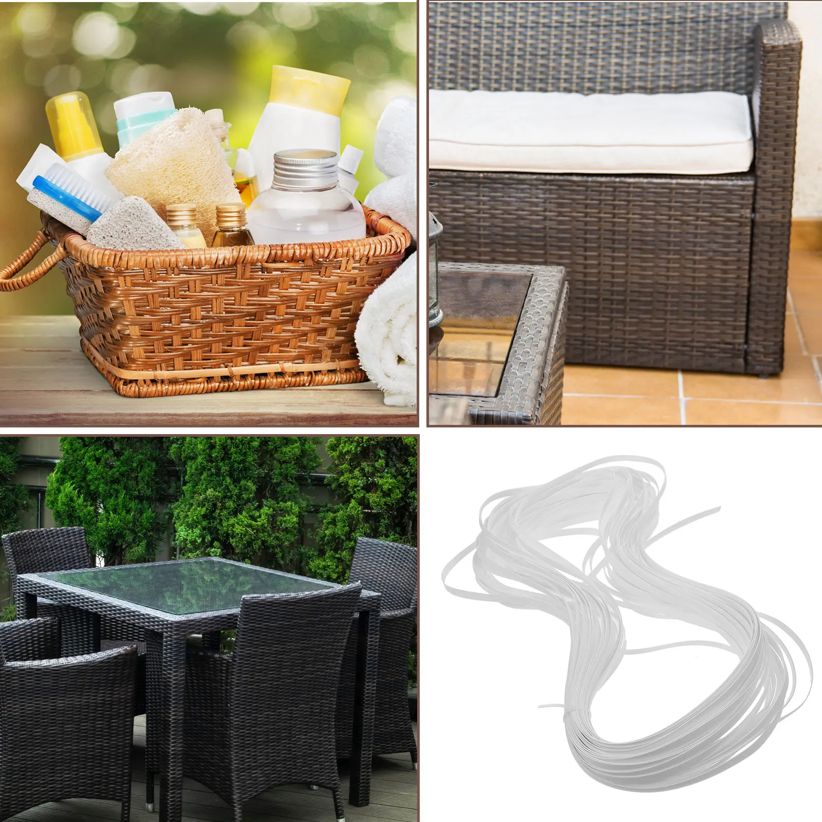 White PE Plastic Rattan Weaving Repair Material Chair Balcony Furniture Fixing Kit Wicker Strips For Basket