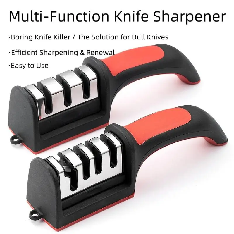 1Pcs 3/4 Stage Knife Sharpener With Fast Sharpening Non Slip Ergonomic Handle Perfect For Home Kitchen Chef Outdoor Use