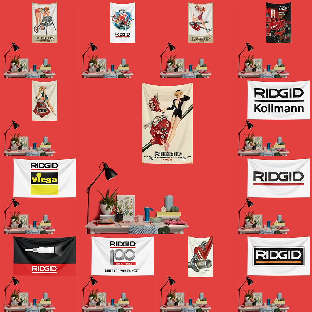 RIDGID Tools Flag 3x5 FT 90x150cm Polyester Workshop Garage Wall Decor Banner For Tool Collectors