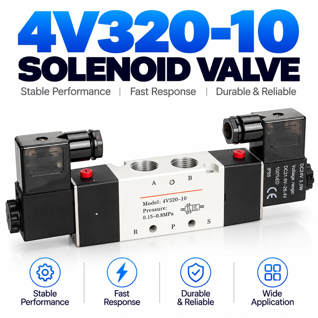 Pneumatic 5/2 Way Dual Coil Solenoid Valve 4V320-10 Solenoid Valve Air Valve Directional Valve DC12V DC24V AC110V AC220V
