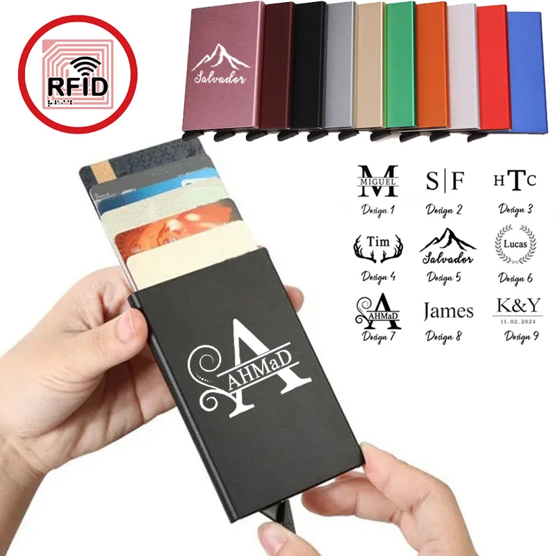 

Мультистильный чехол для карт из сплава с блокировкой RFID, мужские и женские мини-тонкие кошельки, противоугонный ID, банковская коробка для кредитных карт