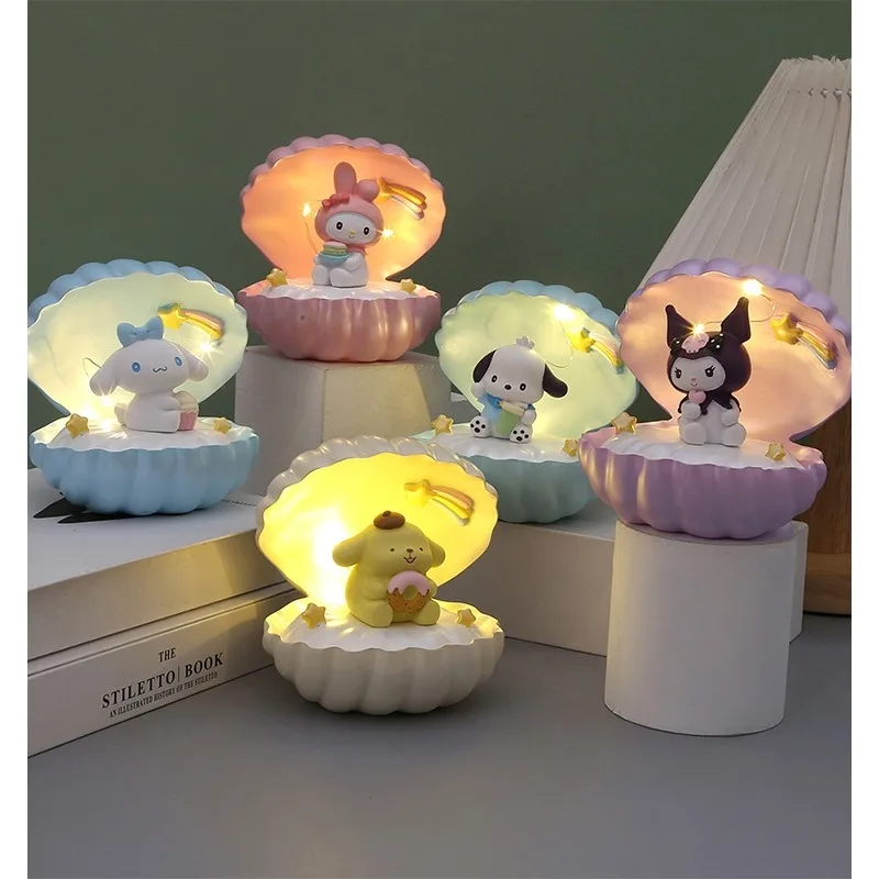 Hello Kitty Sanurgente Anime Characters Veilleuse, Jouet Kuromi Cinnamonroll My Melody, Led Light, Creative Shells, Lampe de chevet, Décoration