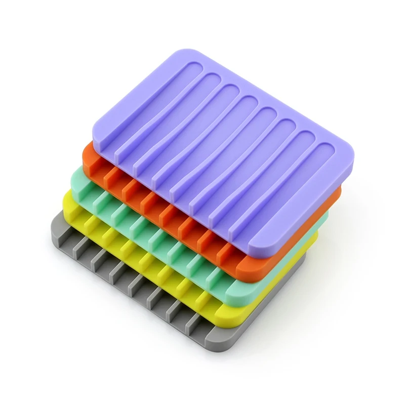 1PC Silicone Soap Dish Anti-skidding Home Improvement Flexible Bathroom Tray Soapbox Soap Holder Plate Tray Soap Rack Reusable