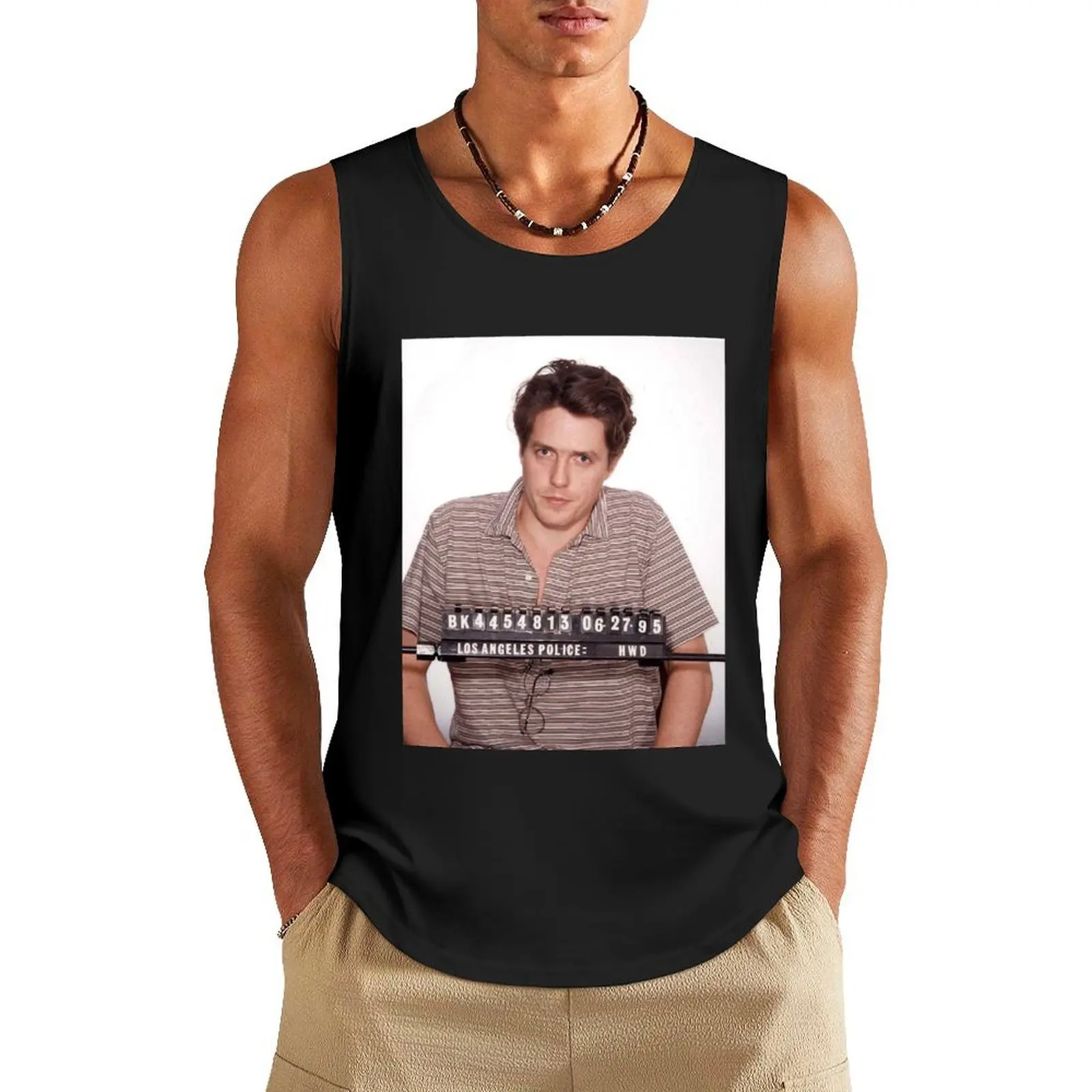 

Hugh Grant Mugshot Tank Top sleeveless shirt man gym gym shirts Men's summer clothes 2025 Men's sleeveless