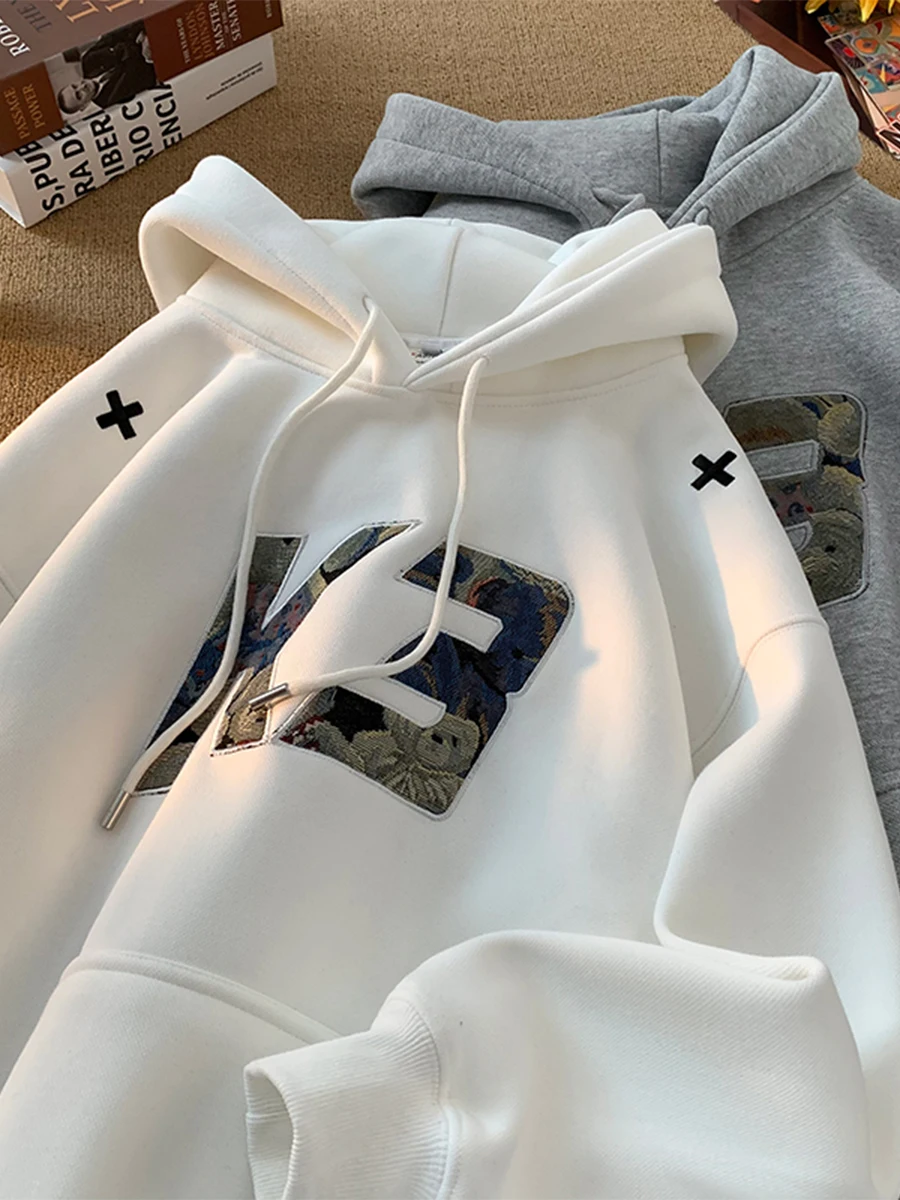 

Retro American Hoodie Men's Spring Autumn Loose Heavyweight 450g Teenage Haome Top Hat irt Youth Casual Cotton Polyester