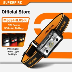New SUPERFIRE 8 Modes Handfress Motion Sensor Powerful LED Headlamp White/Yellow/Red Head Flashlight Torch For Camping Headlight