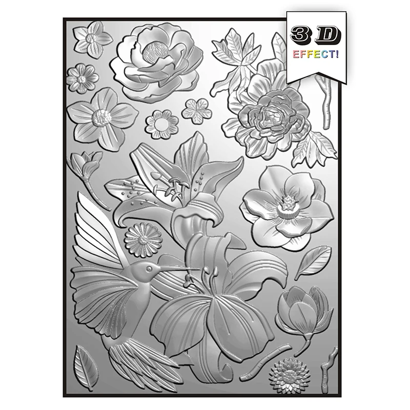 Flower Collection, Magnolia, Flower Mountain, Camellia, Lily, And Bird 3d Relief Folders And Molds For Diy Making Greeting Cards