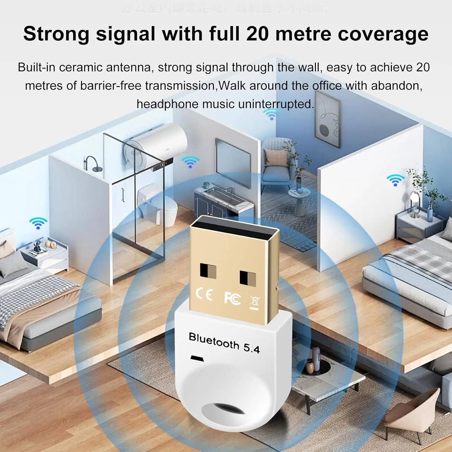 Clé USB Bluetooth 5.4 pour PC, dongle pour souris, clavier, sauna, téléphone portable, tablette, ABS