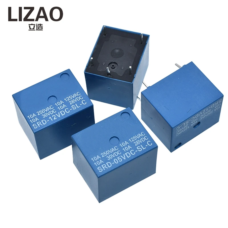 1/5/10PCS SRD-SL-C 5 Pin Mini Electromagnetic Relay 10A Load 3V/5V/6V/9V/12V/24V/48V Multiple Coil Voltage