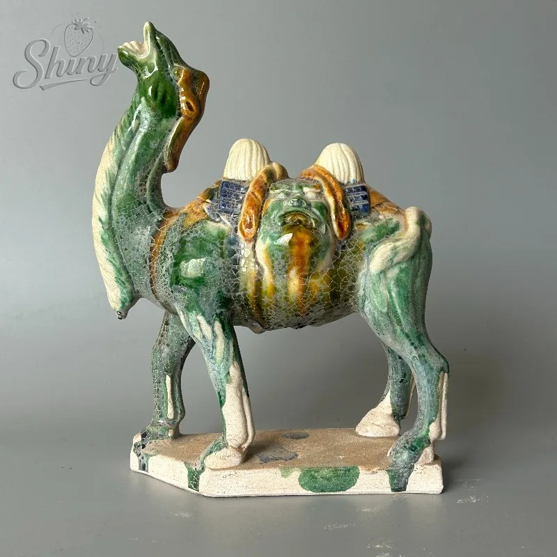 

Tang Sancai Green-Glazed Camel Antique-Style Ceramic Collectible Decorative Piece