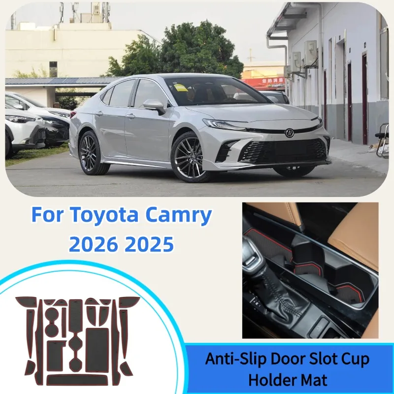 トヨタ-カムリ-se-le-xle-xse-2026-2025-アクセサリー-センターコンソールライナー-滑り止めドアポケットマット-20枚セット-ブラック