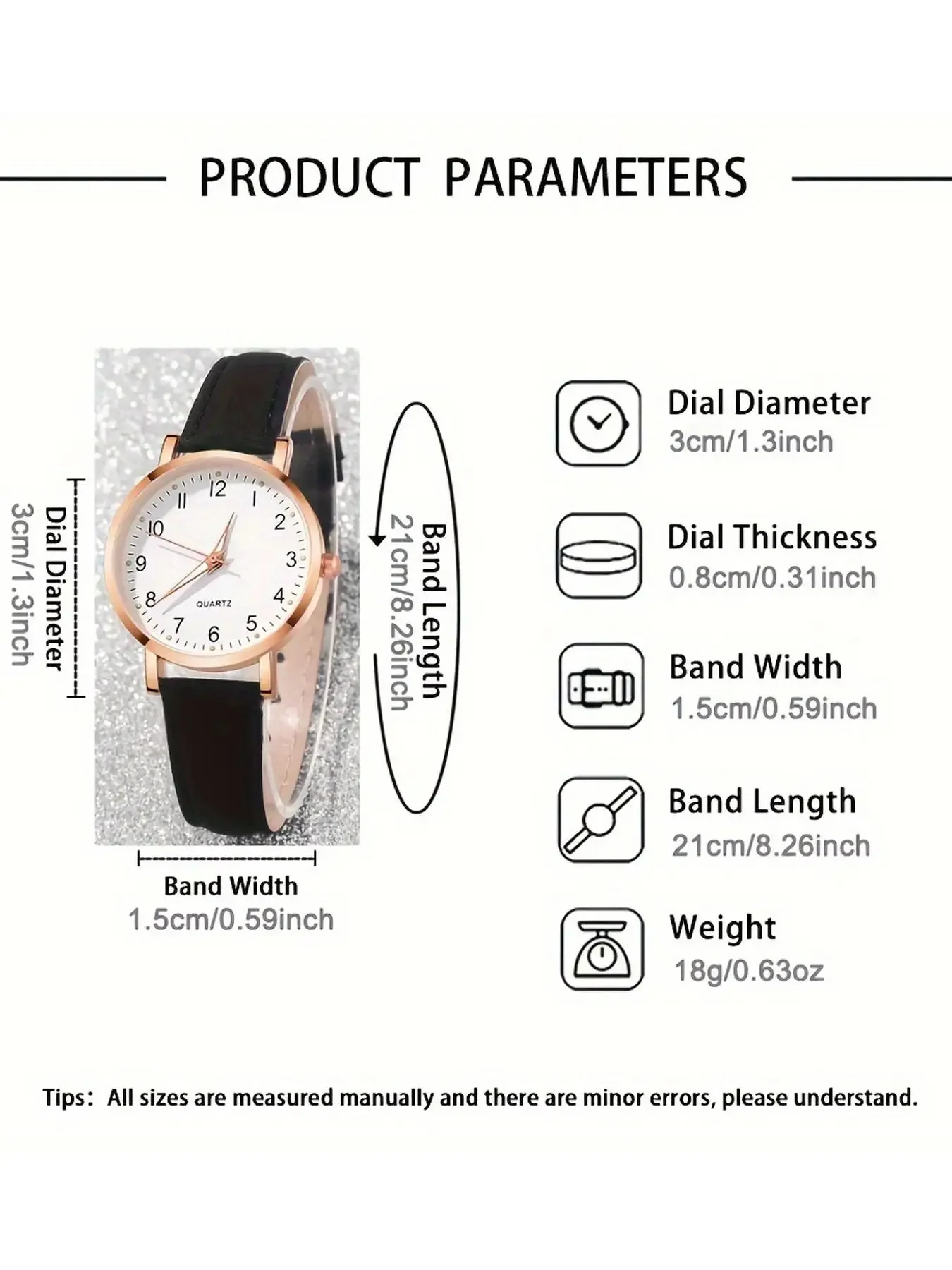 5-piece fashionable round versatile design, light luxury women's watch, women's high-end feel, business temperament set