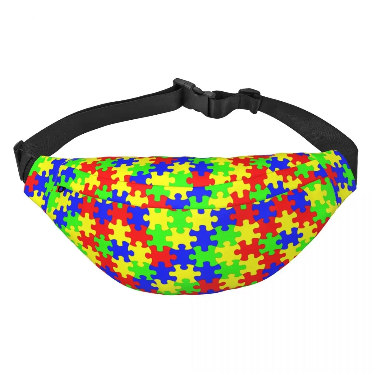 Custom Cool Colorful Jigsaw Puzzles Autism Awareness Fanny Pack Running Women Men Sling Crossbody Waist Bag Phone Money Pouch