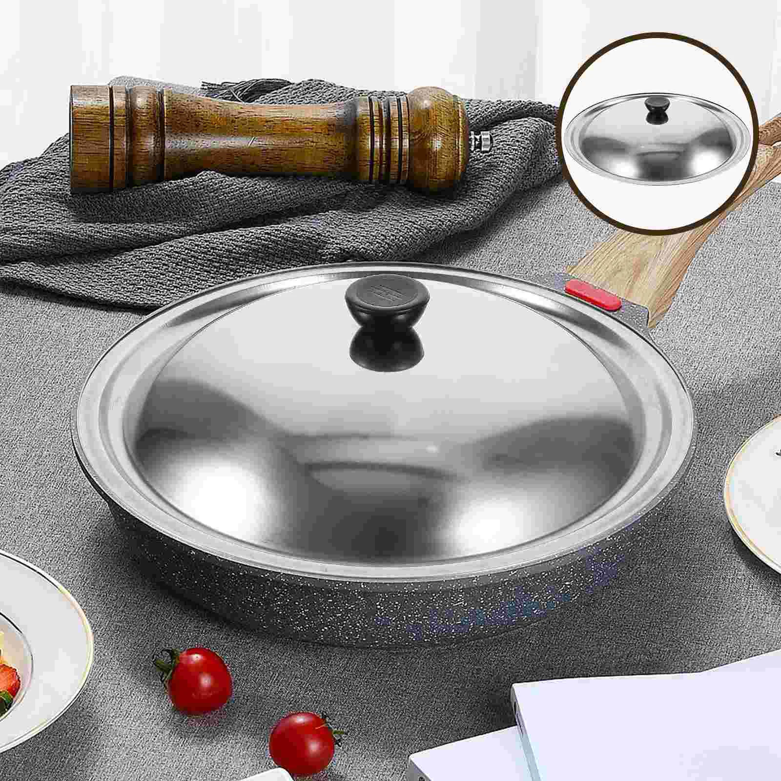 

Pot Cover Pan Lid Replacement Wok Lids Round Dome Cookware Pans Universal for Frying Cooking Utensils Stainless Steel