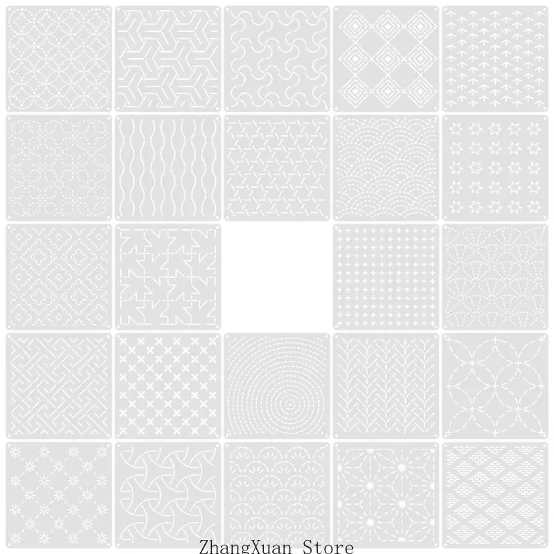 Geometrisches Nähanleitungsset, 13 x 13 PET-Stickanleitung für Nähprojekte, Stoffzeichnungen und Linienarbeiten für den – Detail 7