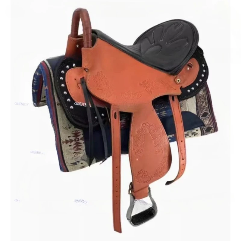 Customized Style Color Suede Fiber Origin Drum Type Size Place Model DyedCD Western Horse Saddle Tack Set Leather Seat