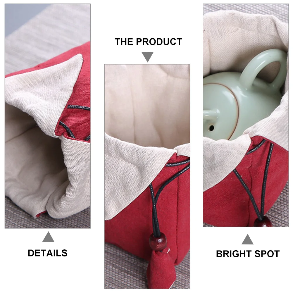 

Cotton Teaware Bag Thick Quilted Portable Tea Set Storage Pouch Travel Carrying Protective Kung Fu Tea Travel Bag