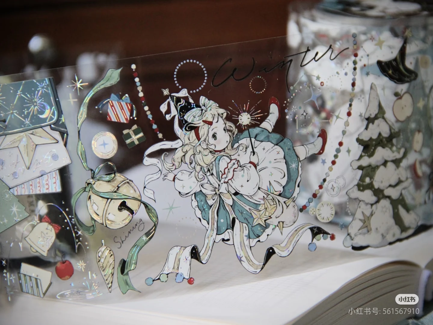 شريط لطيف للفتيات الساحرة الصغيرة للحيوانات الأليفة، مجموعة قصص الأحلام الشتوية، شخصيات فضية ورقية