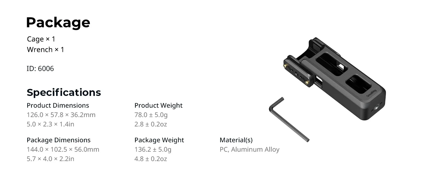 SmallRig Erweiterungsadapter-Käfig für DJI Osmo Pocket 4 Pro / 4 / 3 mit Bidirektionaler Magnethalterung für Action 6 Adapter 6006 – Detail 6