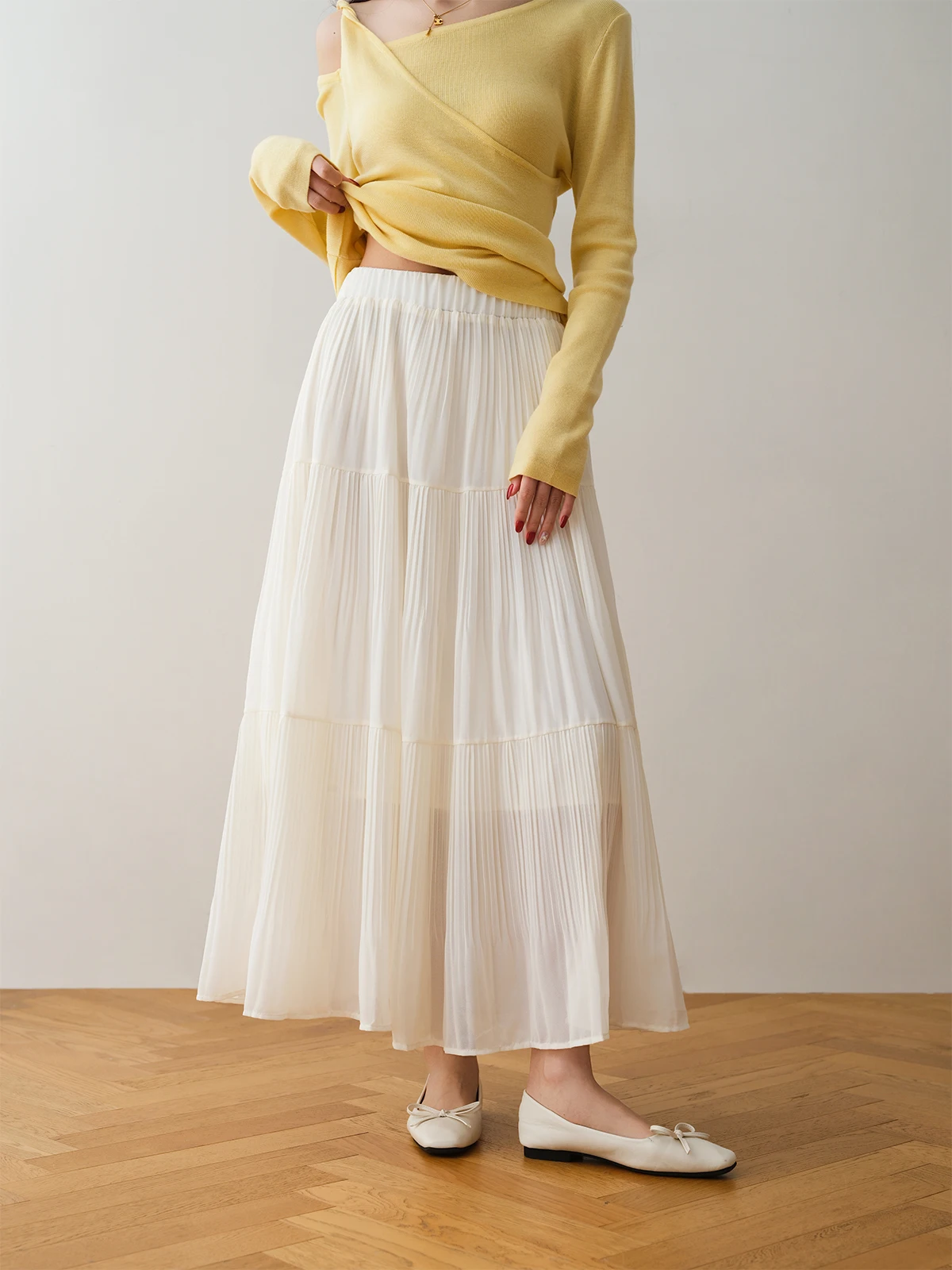 

Юбка Ronron Gentle Wind Tee-Layer Cake с высокой талией, весна 2026, женская миди-юбка с внутренней подкладкой из полиэфирного волокна, со сборками