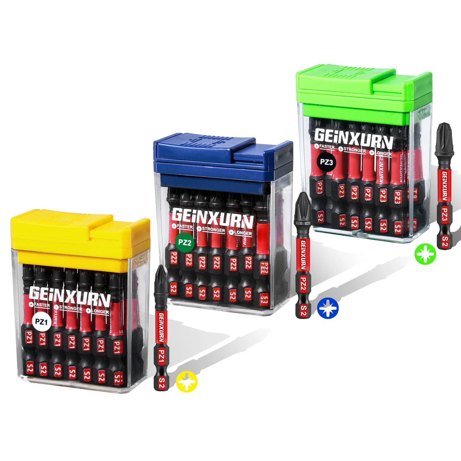 

Geinxurn Impact Pozi Screwdriver Bits Set,45 Pcs 2"(PZ1/PZ2/PZ3) S2 Steel Multi Driver Bits with Storage Colorful Box