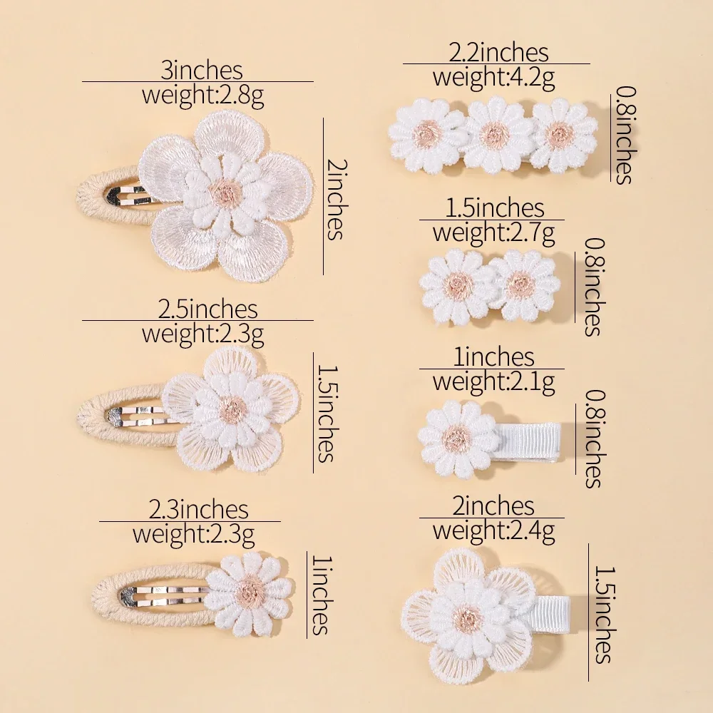 5/1pcs Ins Daisy Flower Hair Clips Baby Girl Hairpins for Kids Lace White Barette Princess Infant Hair Accessories Wholesale