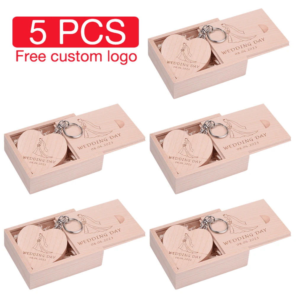 

JASTER 5 шт./лот, бесплатный USB-флеш-накопитель с логотипом, 128 ГБ, свадебный подарок, 64 ГБ, ручка с сердечком, 32 ГБ, деревянная USB-накопитель, 16 ГБ