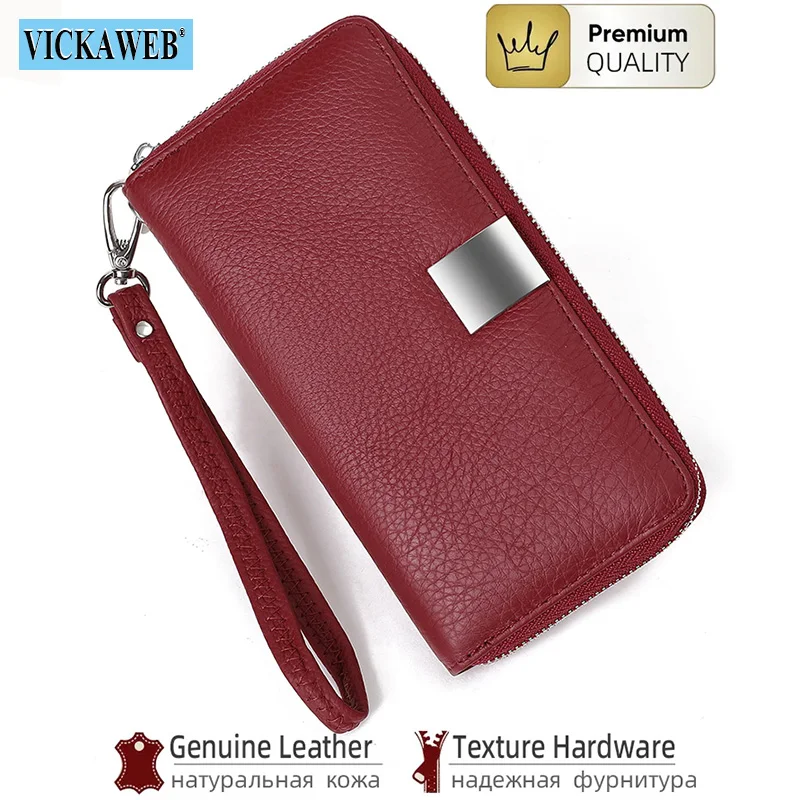 Free Gift High Quality Ladies Genuine Leather Wallets Fashion Designs Ladies Long Coin Purses Porte Feuilles Femme