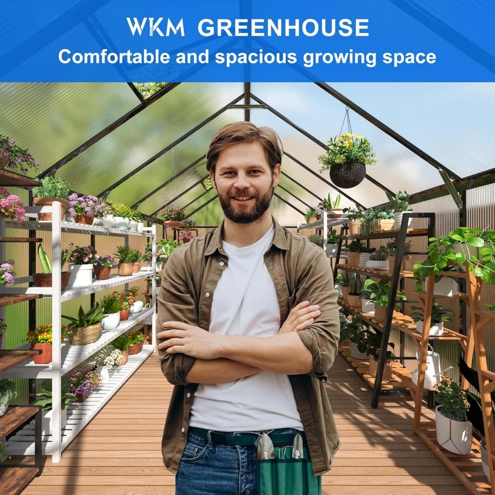 8x14 FT Greenhouse for Outdoors, Quick-fit Structure Greenhouses with Window for Ventilation, Greenhouse