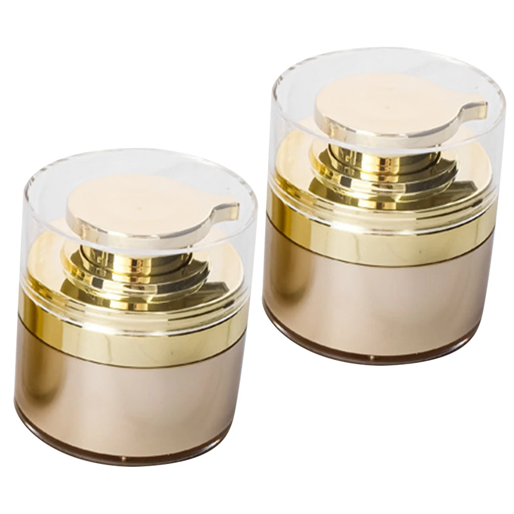 

2pcs Face Cream Jars Airless Pump Dispenser Leakage-Proof Travel Storage Container Refillable Jar Sub-Packaging Bottle