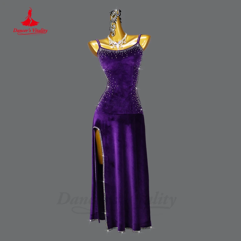 Latin Dress for Women Customsized Rumba Chacha Tango Performance Professional Velvet Costume Female Children Latin Dance Dresses