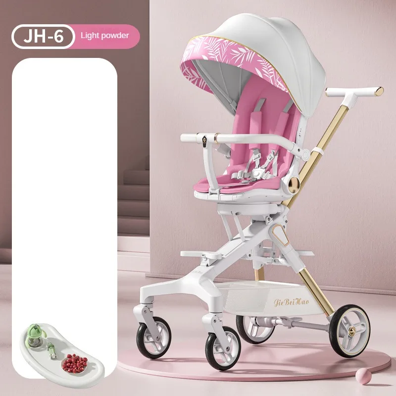 Warm house Faltbarer Hochlandschafts-Zweiwege wagen Multifunktion aler Kinderwagen Leichter Kinderwagen Verstellbare Schubstange 7