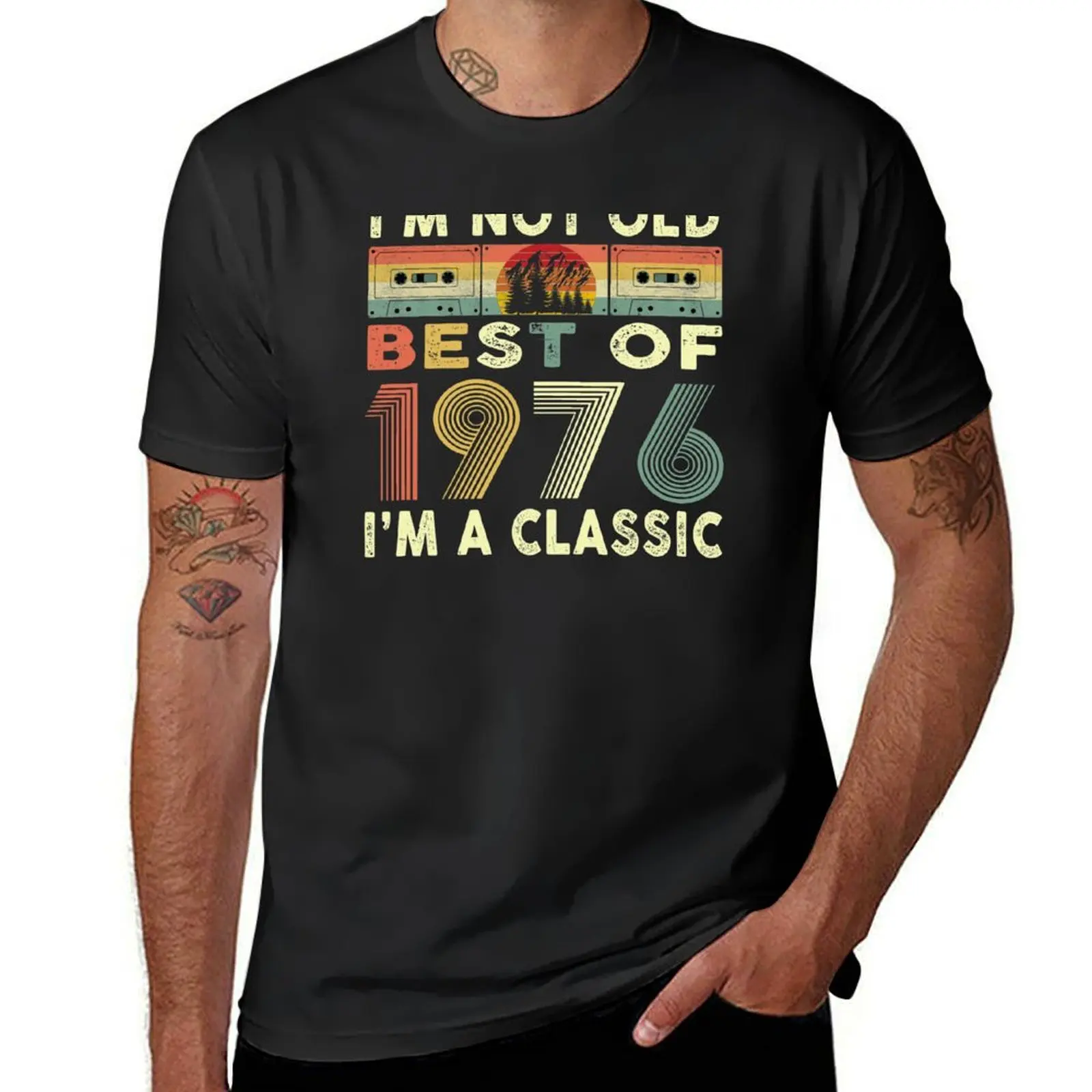 

Best Of 1976 44th Birthday Gifts Cassette Tape Vintage T-Shirt korean fashion heavyweights Aesthetic clothing men clothes