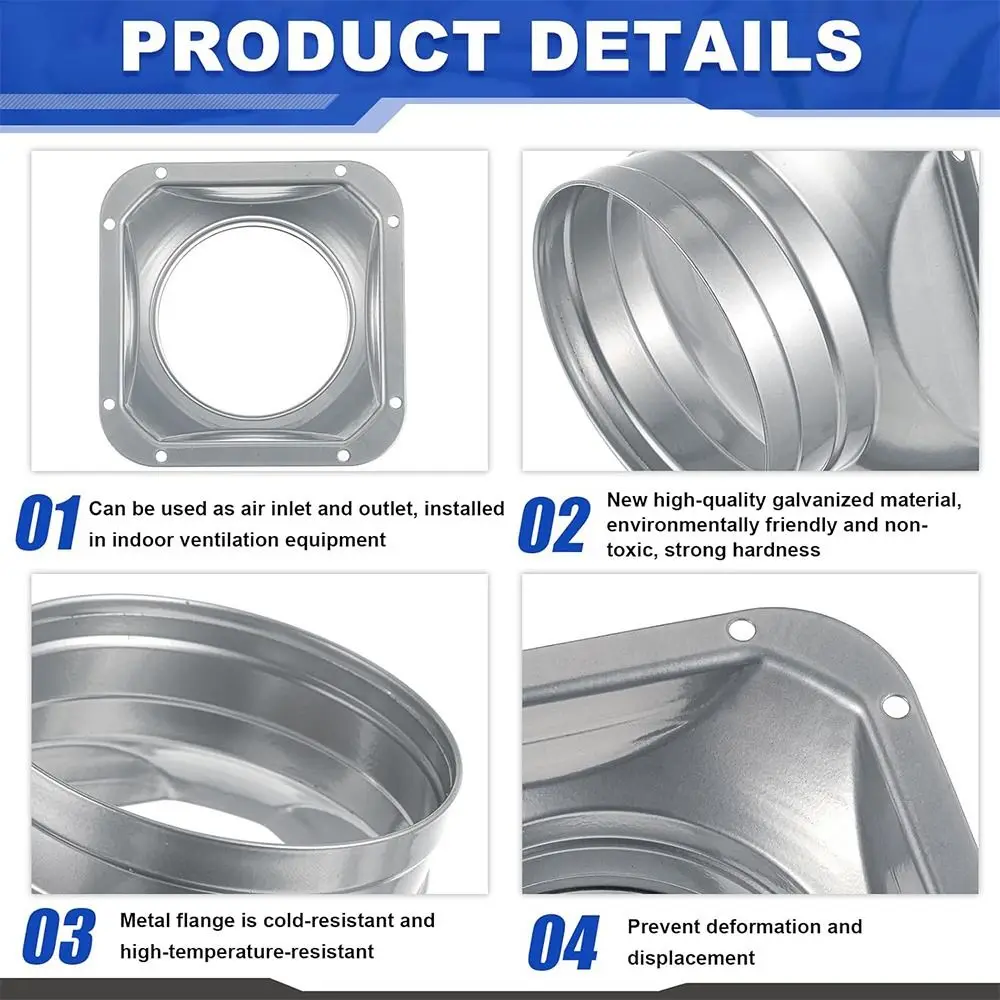 Practical Metal Pipe Air Vent Connector Round 4-10inch Tube Air Ventilation Joint Vent Hardware Fresh Air System
