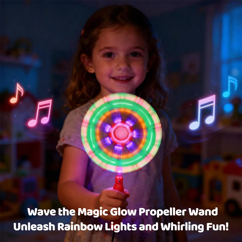 LED Musik-Windmühle Spinner Leuchtend Regenbogen Blinkende Windmühle Rotierendes Spielzeug Mini Handgehaltenes Leuchtendes Windmühlen-Spielzeug Zufällige Farbe