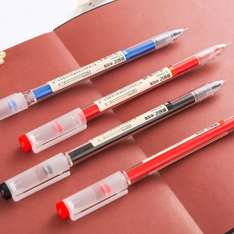 12pcs/Lot 0.35mm Ultra Fine Finance Gel Pen Red/Black/Blue Ink Refills Rod Ballpoint Pens School Office Exam Supplies Stationery