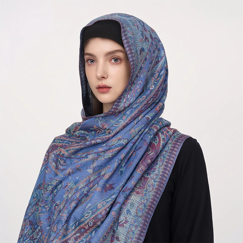 Paisley pashmina xale cachecol feminino jacquard caju impresso cachecóis flores bordas feminino borla cobertor envolve xales étnicos