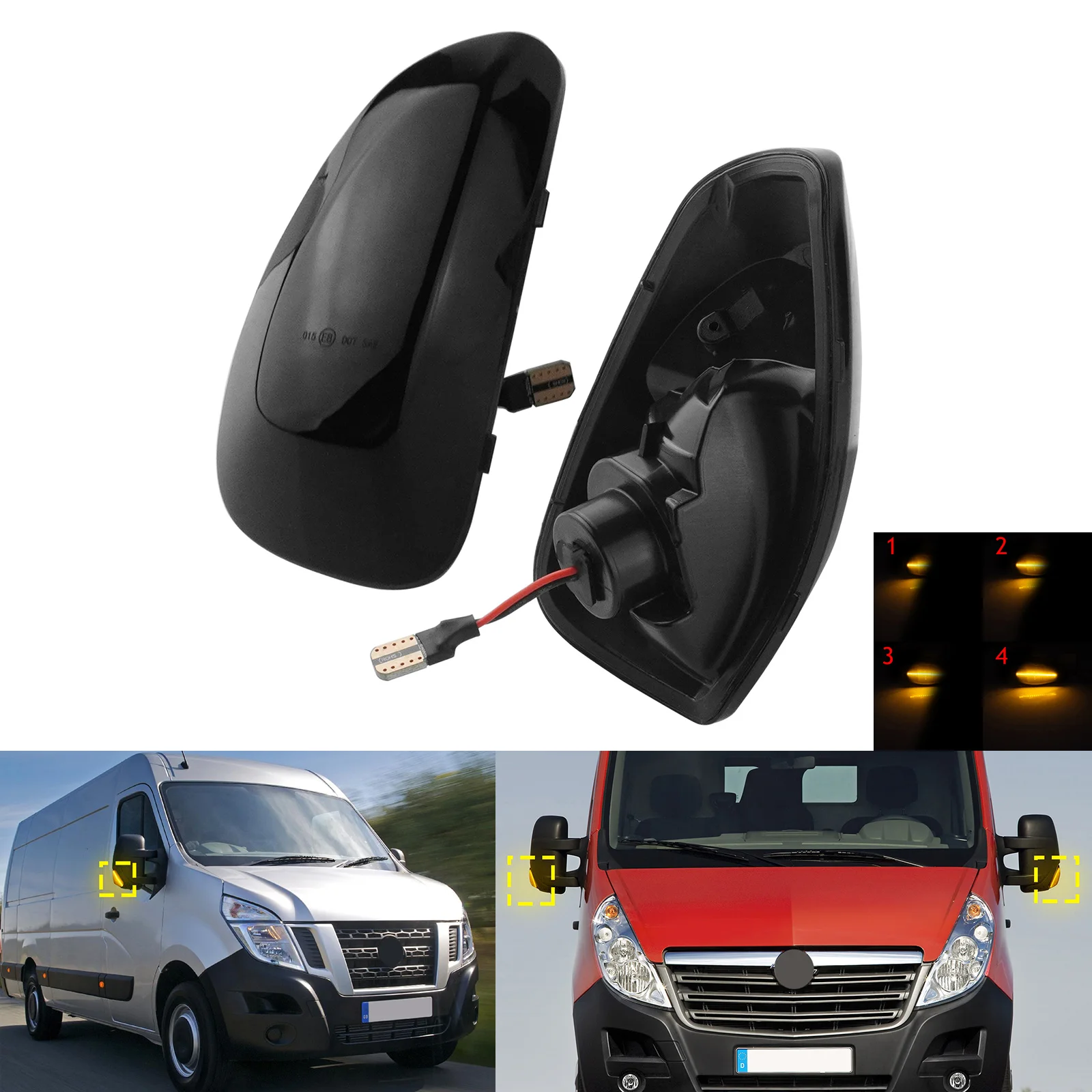 L+R Dynamic LED Door Wing Mirror Indicator Signal Light For Renault Master III Opel Movano B X62 Nissan Interstar NV400 2010-up