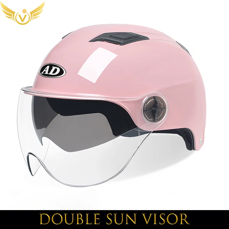 

Шлем для электромобиля, серый мужской и женский легкий летний автомобильный аккумулятор, милый солнцезащитный полушлем, универсальный шлем на четыре сезона