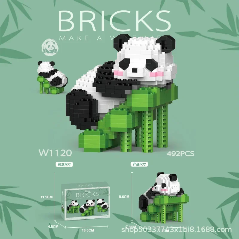 Mini Cute Panda Building Blocks cute dolls anime Model panda diy Tabletop educational toy ornaments boys girls  birthday gifts