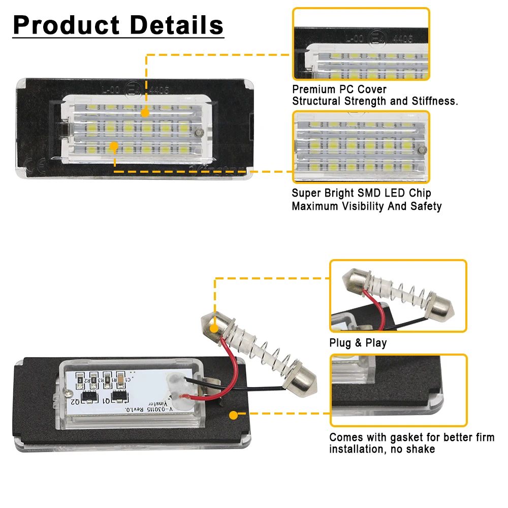 Pro mini cooper R56 R57 R58 R59 R50 R52 R53 LED licence talíř lehký 2ks bílá auto cifra lampa defekt svobodné OEM#:51132756227