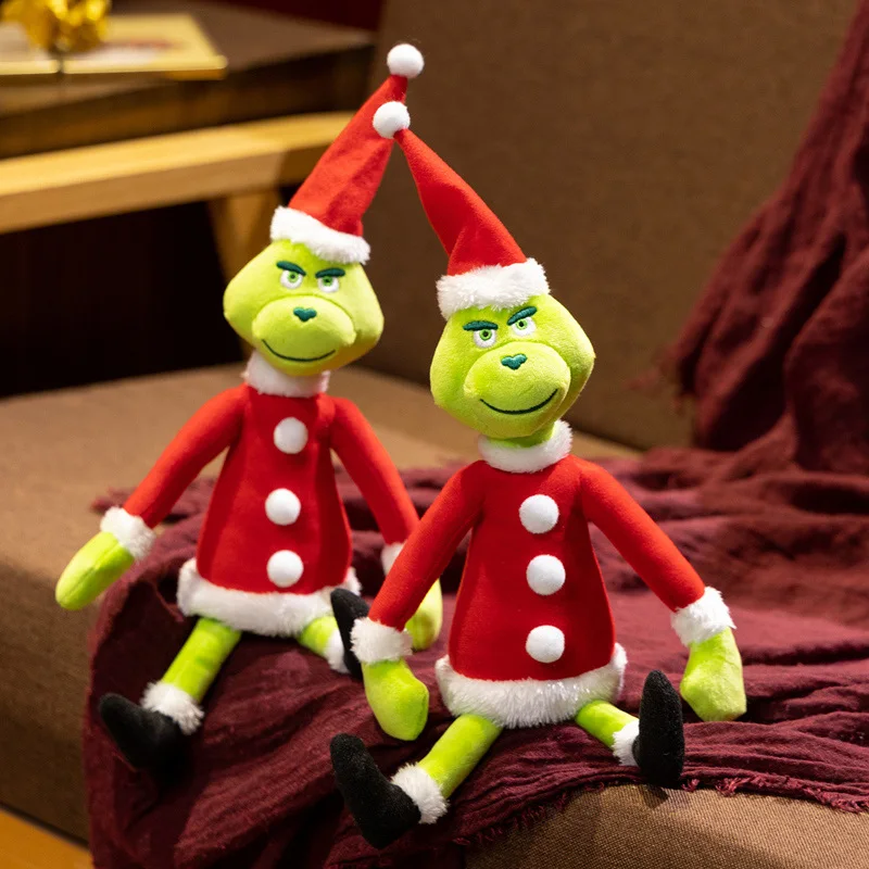 36cm Spezielles Grünes Anime-Weihnachtsmonster Plüschpuppe mit Schlanker Roter Kleidung Lustige Puppe Festtagsgeschenke – Detail 3