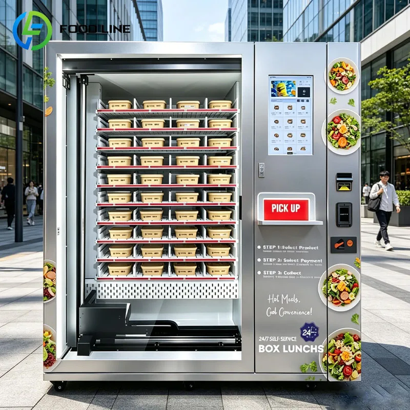 Máquina Expendedora de Comida Caliente, Automática, Comida China, Caja de Arroz, Bento, Comida Rápida, Kiosco con Pantalla Táctil Inteligente, Sin Efectivo, 24H, Personalizable