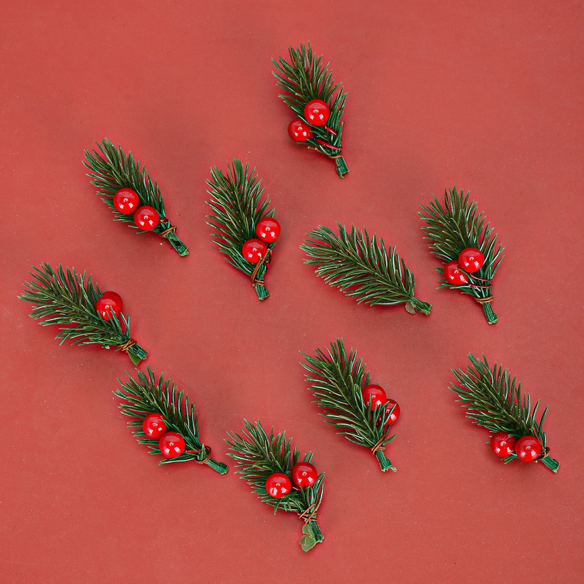 10pcs Mini Plastic Simulation Red Berries Bouquet Xmas Tree Home Dining Table Party Decoration