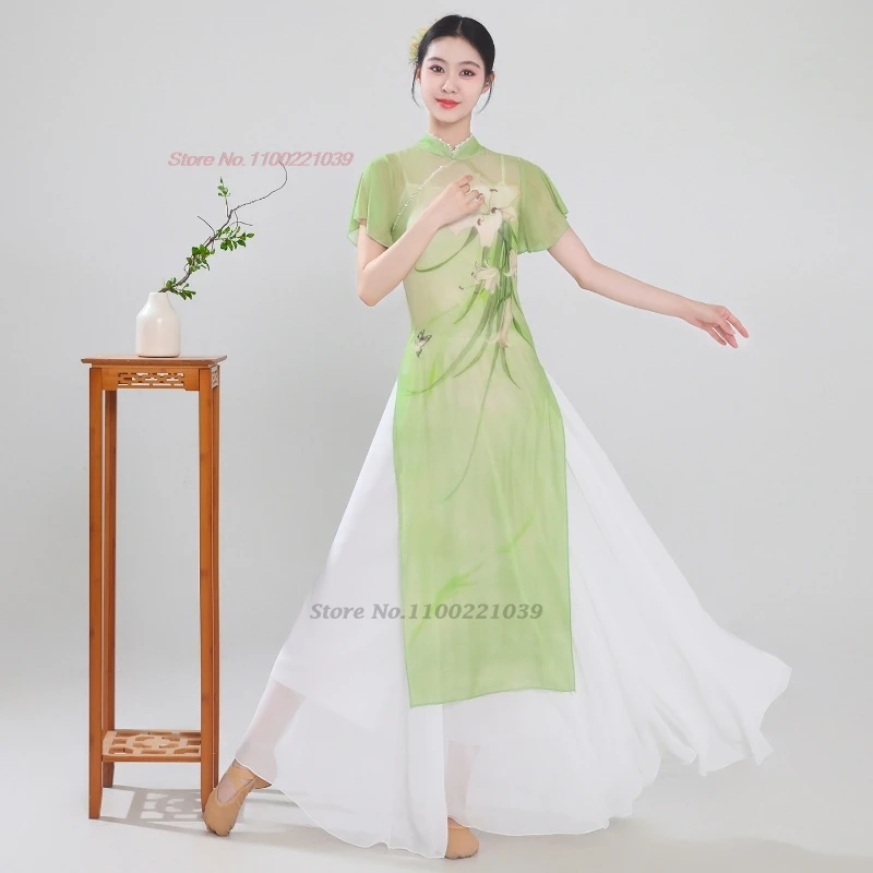 2026-ensemble-qipao-chinois-vintage-pour-danse-folklorique-imprime-floral-traditionnel-en-maille-haut-et-pantalon-pour-entrainement-exercice-et-performance