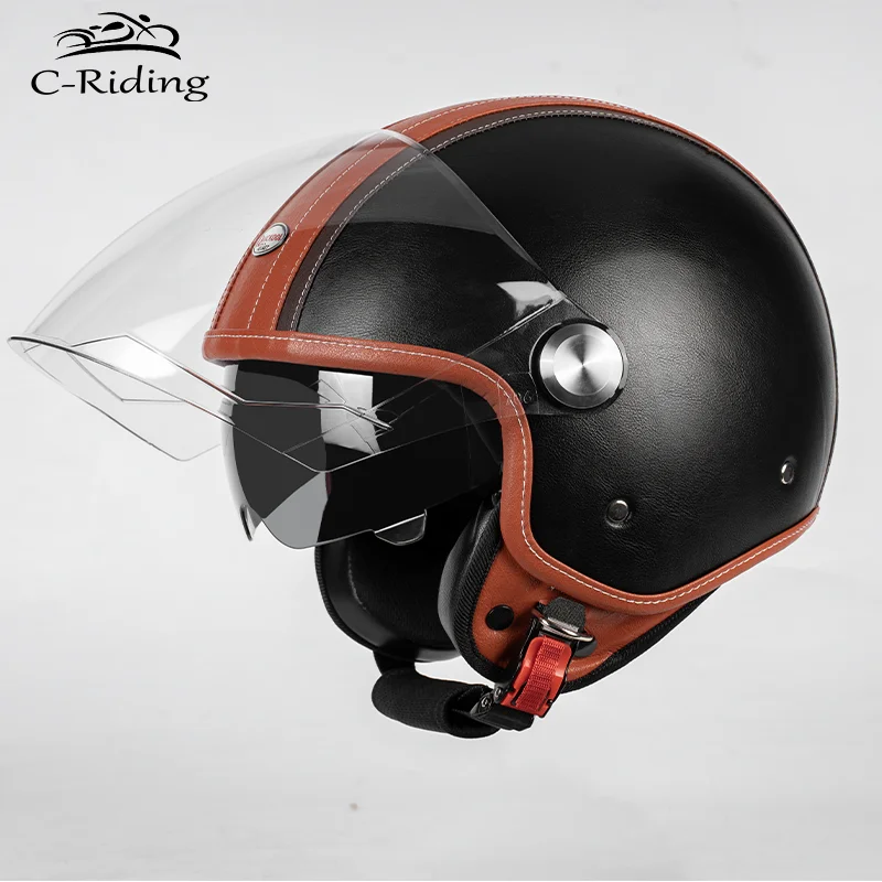 

Best Selling Classic 3/4 Open Face Motorcycle Helmet ECE Approved with Goggle Retro Look for Adult Riders Commuting and Touring