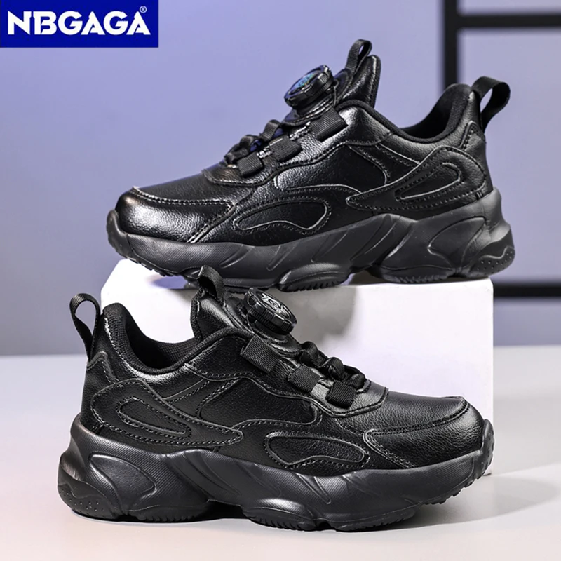 Children's Boys Leather Sports Sneakers School Casual Tennis Running Shoes for Kids 7-12 Years Breathable Walking Trainers