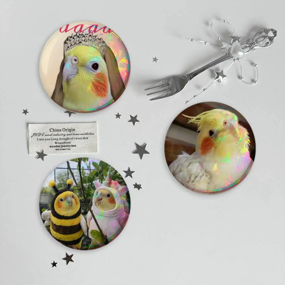 Chubby Cockatiel Parrot Bird Brooches Cartoon Badge Pins Backpack Hat Accessories Friend Gift
