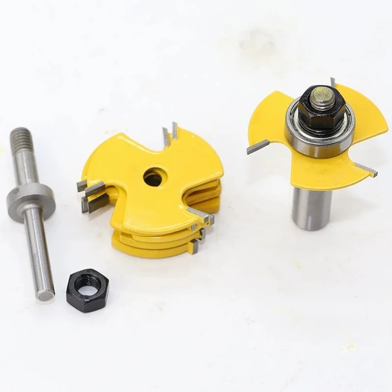 2PCS Adjustable Slotting Router Bit, 6 Replaceable Blades, 1/4